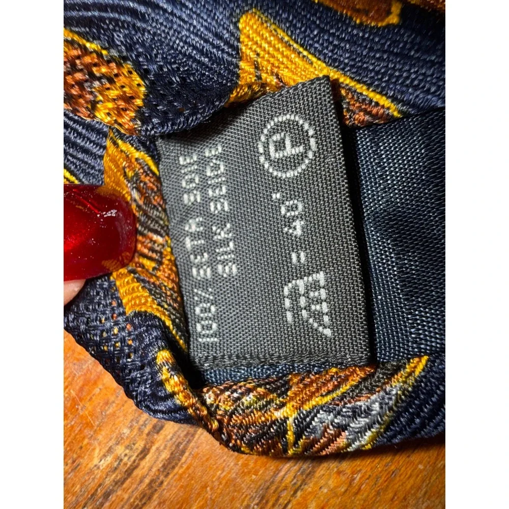 Ermenegildo Zegna Silk Tie Hourglass‎ Pattern Navy Gold Men's Necktie